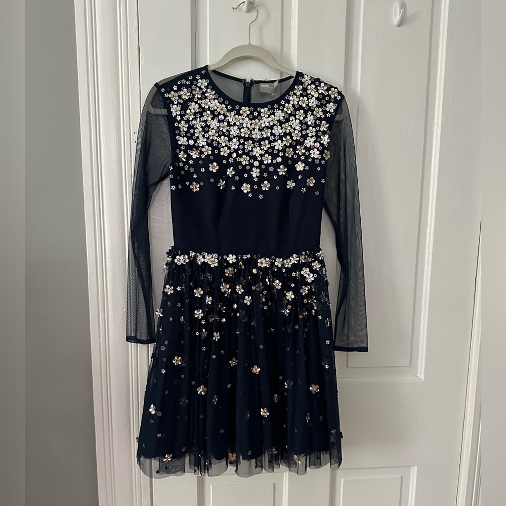 ASOS 3D Sequin Mesh Dress